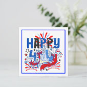 愛国的な7月4日のお祝いデザイン シーズンカード (スタンド正面)