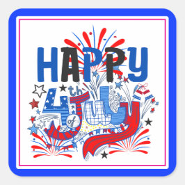 愛国的な7月4日のお祝いデザイン スクエアシール