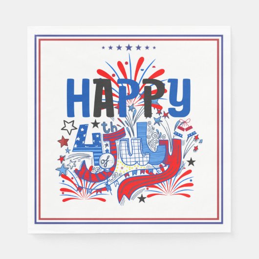 愛国的な7月4日のお祝いデザイン スタンダードランチョンナプキン (正面)