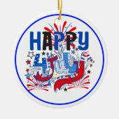 愛国的な7月4日のお祝いデザイン セラミックオーナメント (正面)