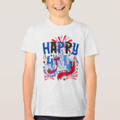 愛国的な7月4日のお祝いデザイン トライブレンドＴシャツ (正面)