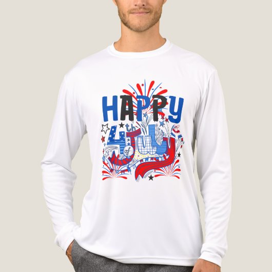 愛国的な7月4日のお祝いデザイン トライブレンドTシャツ (正面)