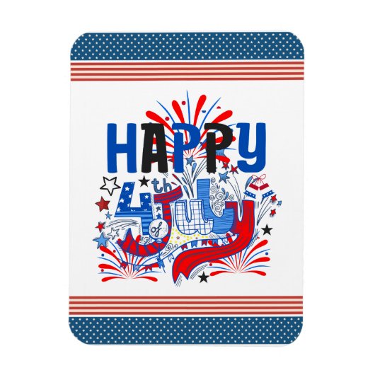 愛国的な7月4日のお祝いデザイン マグネット (縦)