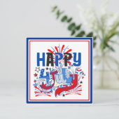 愛国的な7月4日のお祝いデザイン 招待状 (スタンド正面)