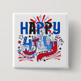 愛国的な7月4日のお祝いデザイン 缶バッジ
