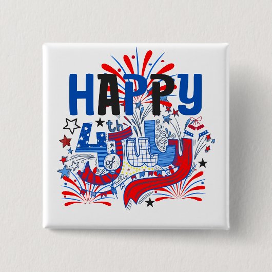 愛国的な7月4日のお祝いデザイン 缶バッジ (正面)