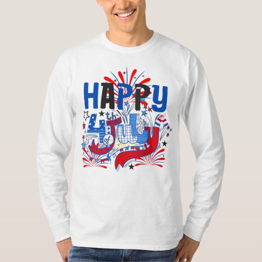愛国的な7月4日のお祝いデザイン Tシャツ (正面)