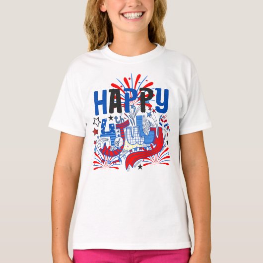愛国的な7月4日のお祝いデザイン Tシャツ (正面)