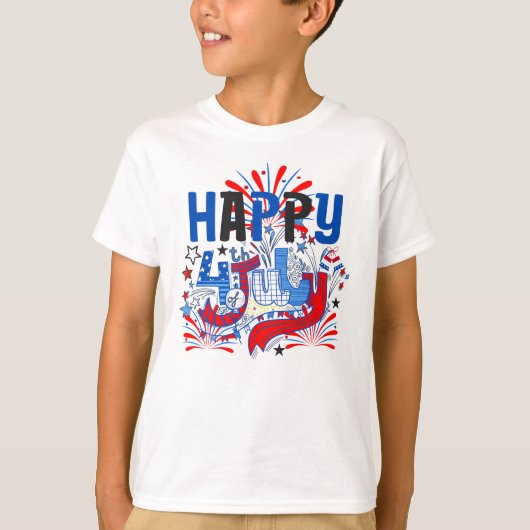 愛国的な7月4日のお祝いデザイン Tシャツ (正面)