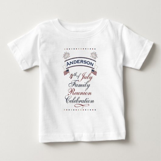 愛国的な7月4日の再会デザイン ベビーTシャツ (正面)