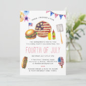 愛国的な7月4日の花火とバーベキュー・パーティーのご招待 招待状 (スタンド正面)