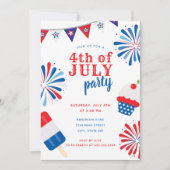 愛国的な7月4日の花火パーティー 招待状 (正面)