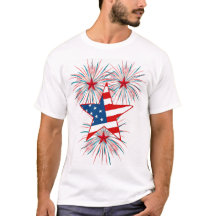 愛国的な7月4日の花火Tシャツ