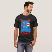 愛国的な7月4日のTシャツ ミョウカ 猫 モヒカン アメリカ Tシャツ (正面フル)
