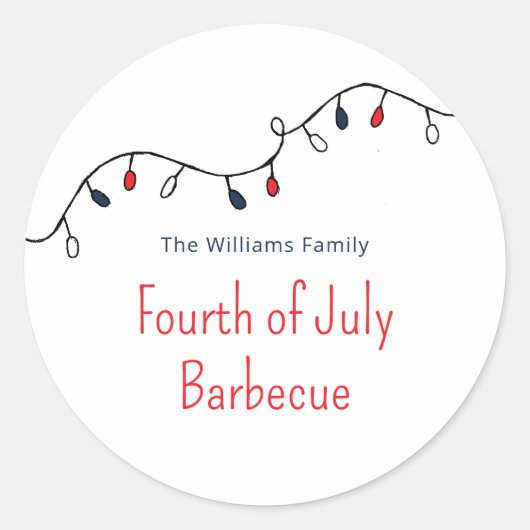 愛国的な7月4日シンプルストリングライト ラウンドシール (正面)