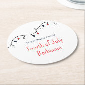 愛国的な7月4日シンプルストリングライト ラウンドペーパーコースター (アングル)