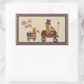 愛国的な7月4日テディベアがパレードに 長方形シール (バッグ)