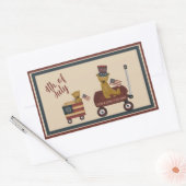 愛国的な7月4日テディベアがパレードに 長方形シール (封筒)