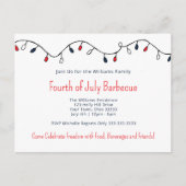 愛国的な7月4日バーベキューストリングライト インビテーションポストカード (正面)