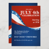 愛国的な7月4日パーティーお祝い 招待状 (正面/裏面)