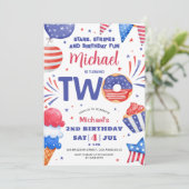 愛国的な7月4日 男の子 2歳の誕生日招待状 招待状 (スタンド正面)