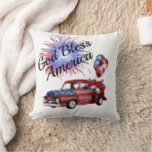 愛国的な7月4日、赤と青の花火 クッション (ブランケット)