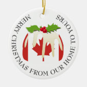 愛国的な |クリスマスプディング |カナダ国旗 セラミックオーナメント (正面)