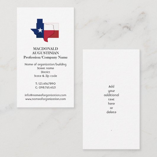 愛国的な | テキサス州国旗 | 名刺(写真) 名刺 (正面/裏面)