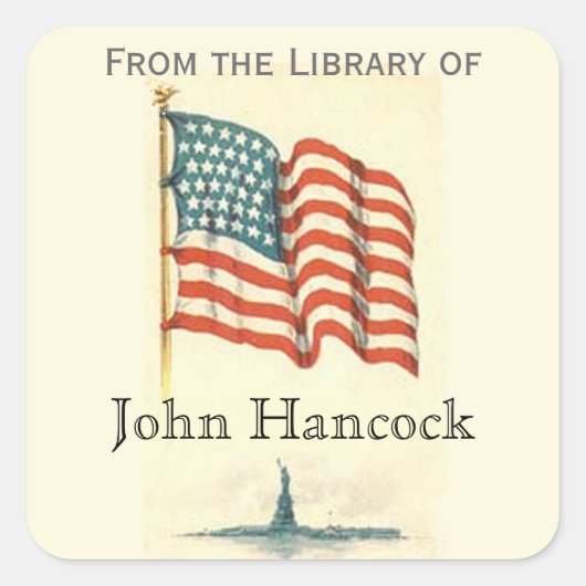 愛国的な「図書館から」ステッカー スクエアシール (正面)