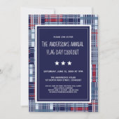 愛国的な、旗の日、夏、バーベキュー招待マドラス 招待状 (正面)