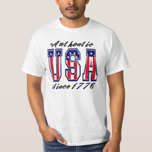 愛国的な 本物のUSA 1776年から Tシャツ (正面)