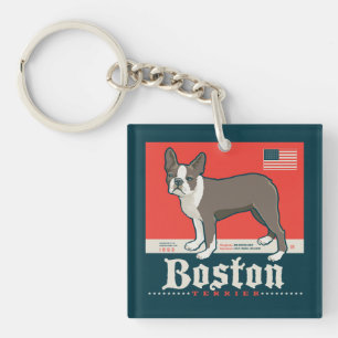 愛国的な Boston Terrier キーホルダー