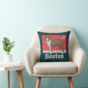 愛国的な Boston Terrier クッション