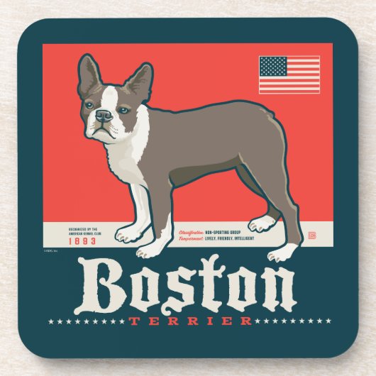 愛国的な | Boston Terrier コースター (正面)