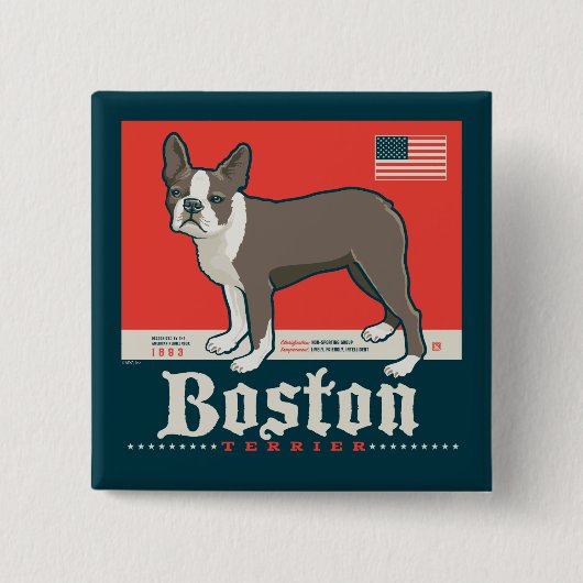 愛国的な | Boston Terrier 缶バッジ (正面)