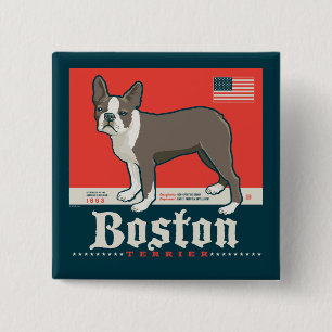 愛国的な Boston Terrier 缶バッジ