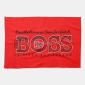 愛国的な「The Boss」トリニダード・トバゴ キッチンタオル (横)