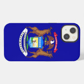 愛国的なApple iPhone 13 Case-Mate、ミシガン州の旗 iPhoneケース (裏面横)
