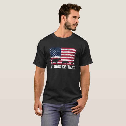 愛国的なBBQシェフGifおもしろいを吸う米国の国旗Id Tシャツ (正面フル)
