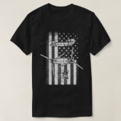 愛国的なCH-47チヌークヘリコプターアメリカ国旗 Tシャツ (デザイン正面)