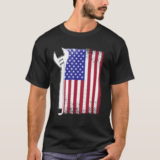 愛国的なCNC機械操作者米国国旗Ma Tシャツ (正面)