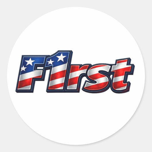 愛国的なF1rstフラグデザイン ラウンドシール (正面)