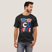 愛国的なIcuナース7月の4thアメリカンサングラッセ Tシャツ (正面フル)