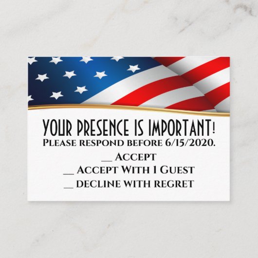 愛国的なRSVPカード エンクロージャーカード (裏面)