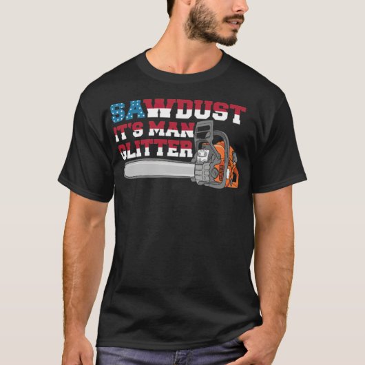 愛国的なSAWDUSTその男性グリッターUSA LUMBERJACK d Tシャツ (正面)