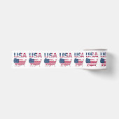 愛国的なUSAの文字とアメリカ国旗のマップ上での重ね合わせ グログランリボン (正面)