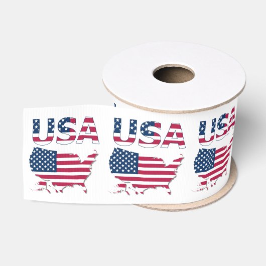 愛国的なUSAの文字とアメリカ国旗のマップ上での重ね合わせ グログランリボン (リール)