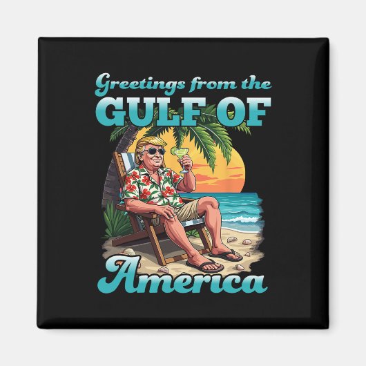 愛国的なUSAアメリカ湾からの挨拶 リバース マグネット (正面)