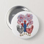 愛国的なUSAニワトリ アメリカの雌鳥 7月4日 缶バッジ (正面&裏面)