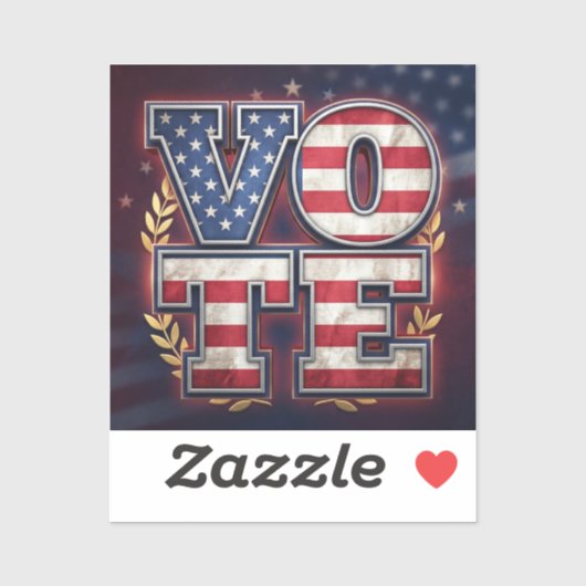 愛国的なVOTEアメリカ国旗タイポグラフィーデザイン シール (シート)